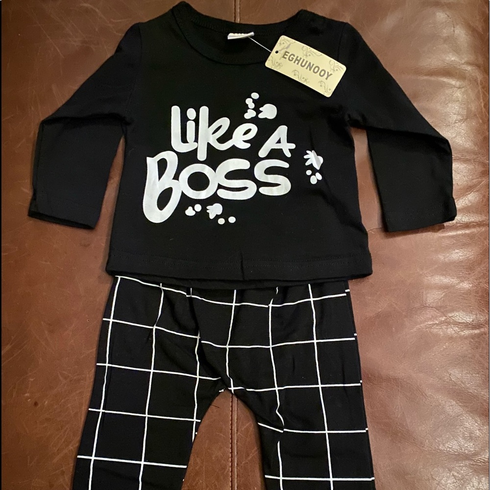 Toddlers Boys Set Long Sleeve Wild Boy T-Shirt Tops Pants Outfit Winter Spring